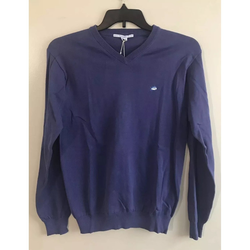 Southern Tide The Skipjack Cotton V-Neck Sweater Men's XS Purple New